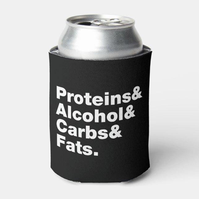 Macronutrients. Proteins & Alcohol & Carbs & Fats. Can Cooler (Can Front)
