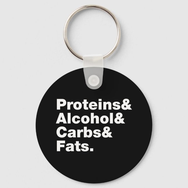 Macronutrients. Proteins & Alcohol & Carbs & Fats. Keychain (Front)