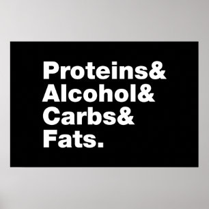 Macronutrients. Proteins & Alcohol & Carbs & Fats. Poster