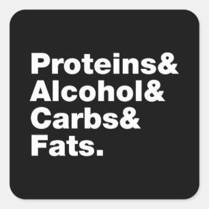 Macronutrients. Proteins & Alcohol & Carbs & Fats. Square Sticker