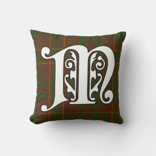 MacRory Clan Tartan Monogram Throw Pillow
