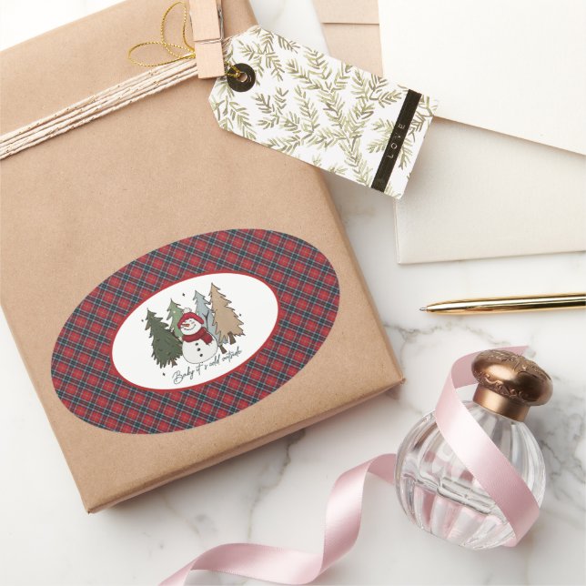 MacTavish Modern  Scottish Tartan Christmas Oval Sticker (Gifting)