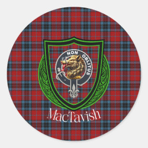 MacTavish Scottish Clan Tartan & Crest Classic Round Sticker