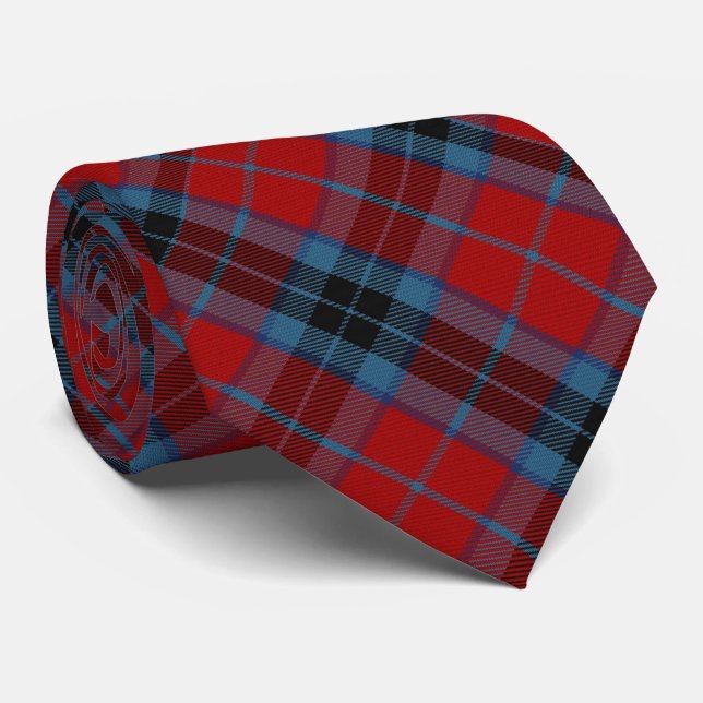 MacTavish Tartan Red and Blue Plaid Tie (Rolled)