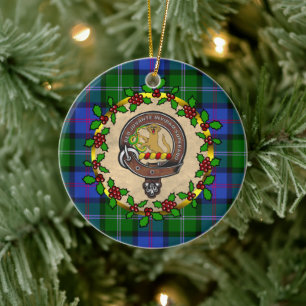 MacThomas  Badge & Tartan Personalized Christmas Ceramic Ornament