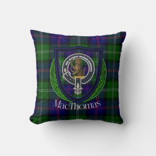 MacThomas Scottish Clan Tartan & Crest Throw Pillow
