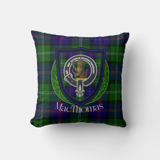 MacThomas Scottish Clan Tartan & Crest Throw Pillow