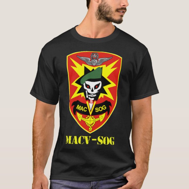 MACV-SOG Army Unit Patch Full Colour Vietnam Veter T-Shirt (Front)