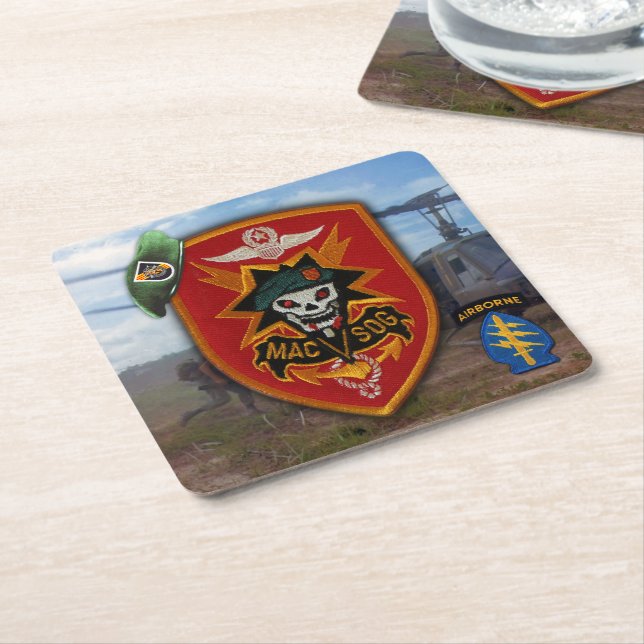 MACVSOG 5th Special Forces Group Green Berets Square Paper Coaster (Angled)