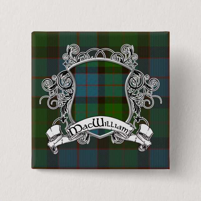 MacWilliam Tartan Shield 2 Inch Square Button (Front)