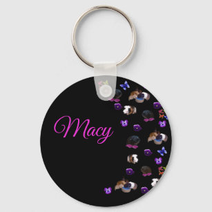 Macy, Name, With Guinea Pigs And Pansies,  Keychain