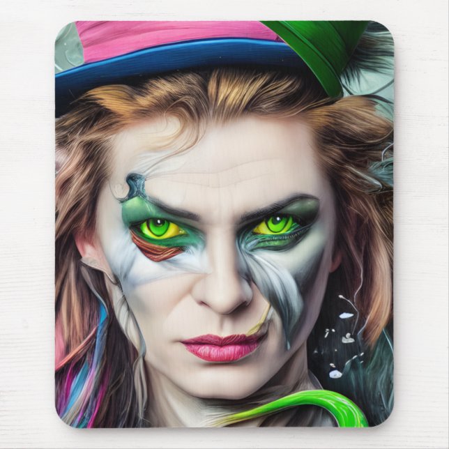 Mad AI Generated Hatter Alice Themed Mouse Pad (Front)