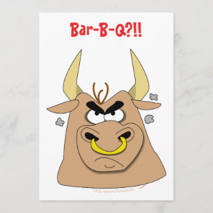 Mad Bull Funny Barbecue Party Invitations Template