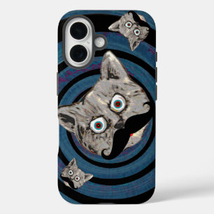 mad cat in a spiral iPhone 16 case
