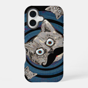 mad cat in a spiral iPhone 16 case