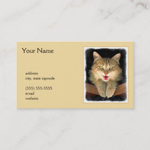 Mad Cat Painting - Cute Original Cat Art Business Card
