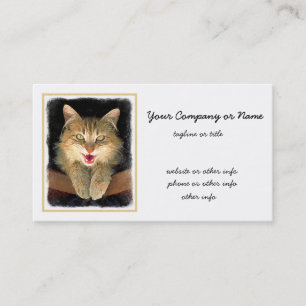 Mad Cat Painting - Cute Original Cat Art Business Card