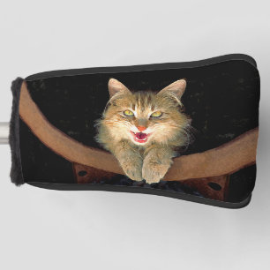 Mad Cat Painting - Cute Original Cat Art Golf Head Cover