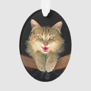 Mad Cat Painting - Cute Original Cat Art Ornament
