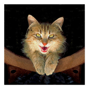 Mad Cat Painting - Cute Original Cat Art Poster