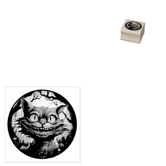 Mad Cheshire Cat Alice in Wonderland  Rubber Stamp (Stamped)