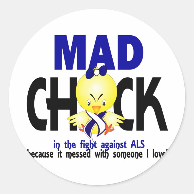 Mad Chick In The Fight ALS Classic Round Sticker (Front)