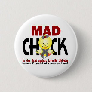 Mad Chick In The Fight Juvenile Diabetes 2 Inch Round Button