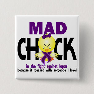 Mad Chick In The Fight Lupus 2 Inch Square Button