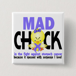 Mad Chick In The Fight Stomach Cancer 2 Inch Square Button