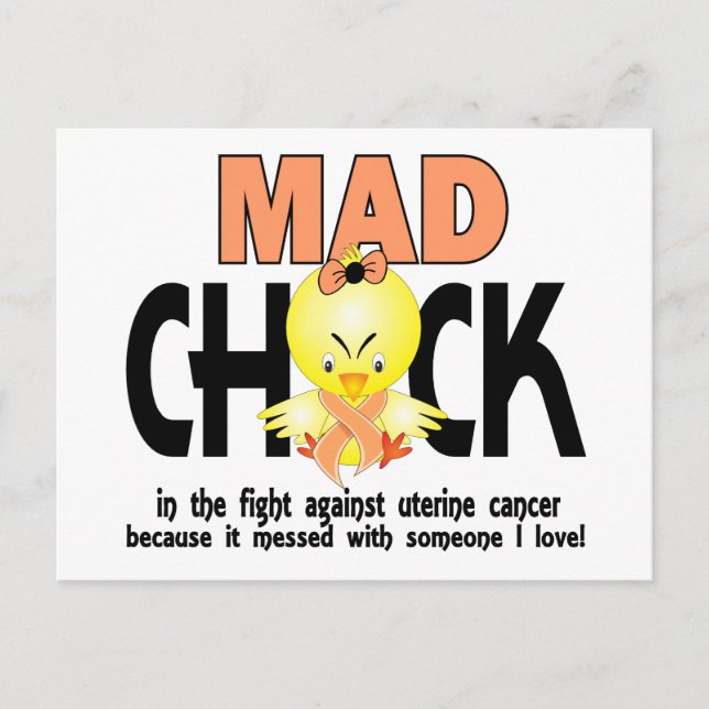 Mad Chick In The Fight Uterine Cancer Postcard (Front)