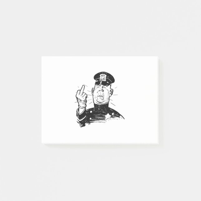 Mad Cop Flipping the Bird Post-it Notes (Front)