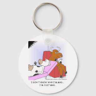 Mad Cow In Therapy Funny Gifts & Collectibles Keychain