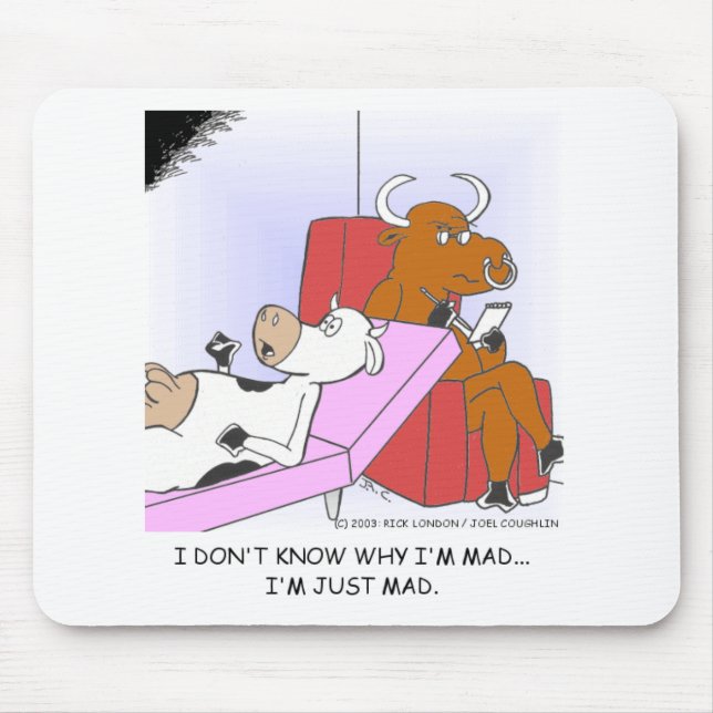 Mad Cow In Therapy Funny Gifts & Collectibles Mouse Pad (Front)
