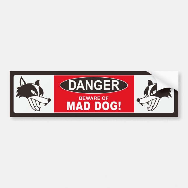 MAD DOG Bumper Sticker 001 Black (Front)