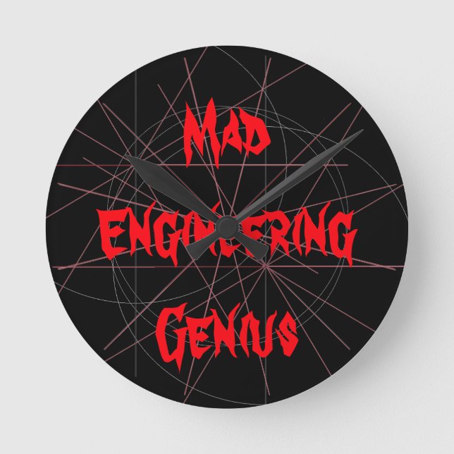 Mad Engineering Genius Geeky Geek Nerd Gifts Round Clock (Front)