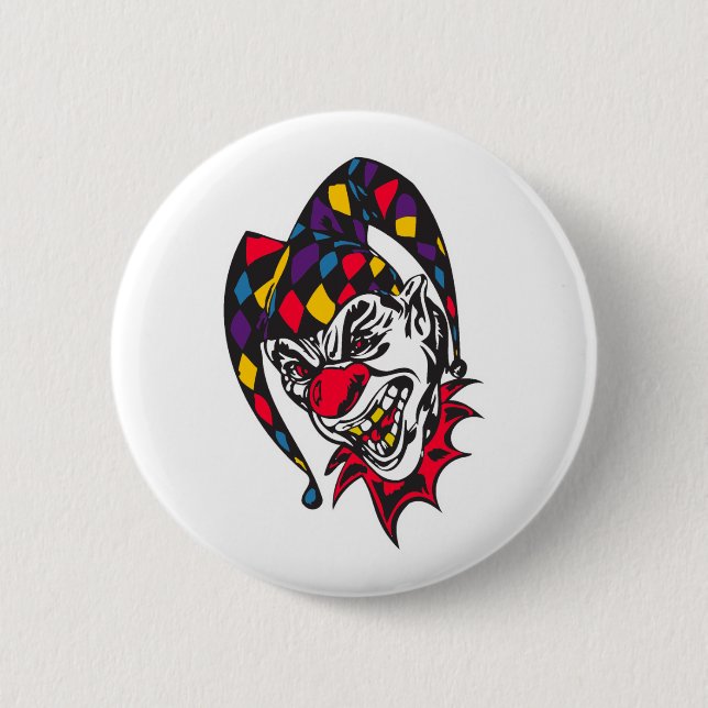 mad evil jester clown 2 inch round button (Front)