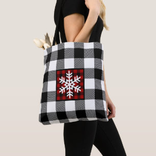 Mad for Plaid Snowflake Tote Bag