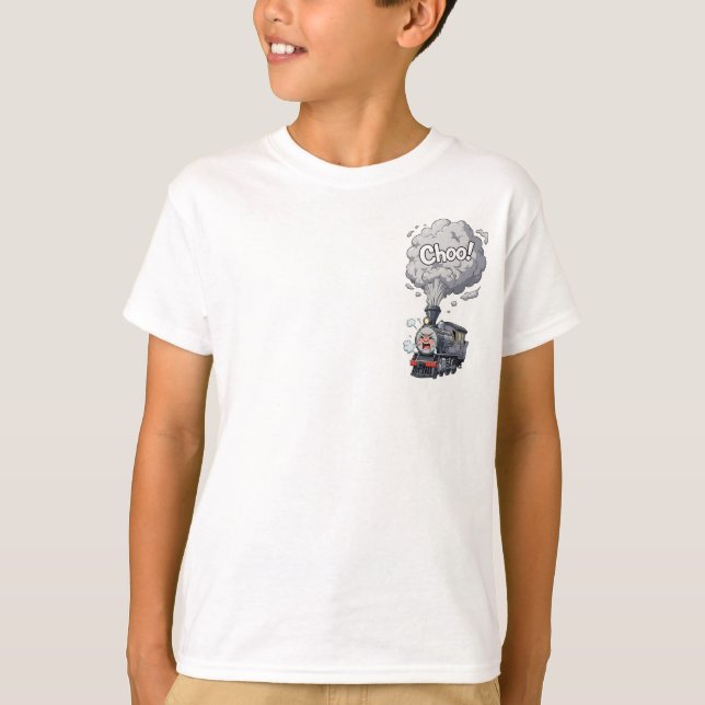 Mad Grumpy Steam Engine Choo Choo Kids T-Shirt (Front)