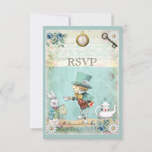 Mad Hatter Alice in Wonderland RSVP (Front)