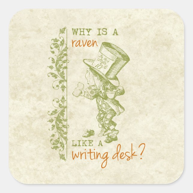 Mad Hatter, Alice in Wonderland Square Sticker (Front)