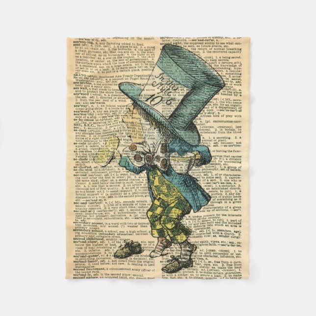 Mad Hatter Alice in Wonderland Throw Blanket (Front)