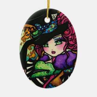 Mad Hatter Alice Wonderland Girl Fantasy Ceramic Ornament