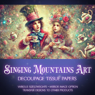 Mad Hatter and Alice Vintage Fantasy Decoupage Tissue Paper