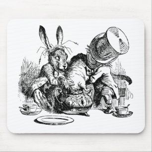 Mad Hatter and March Hare dunking the Dormouse Mouse Pad