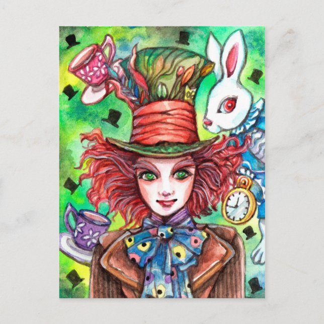 Mad Hatter and Rabbit Postcard (Front)