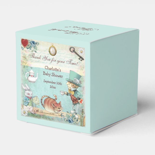 Mad Hatter Baby Shower Thank You Favor Box (Back Side)