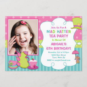 Mad Hatter Birthday Party Invitation Tea Party