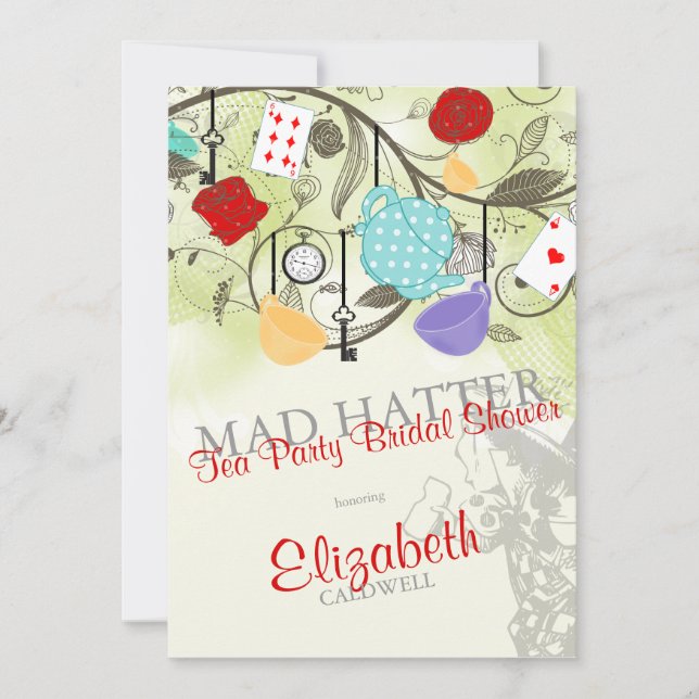 Mad Hatter Bridal Shower Invitation (Front)