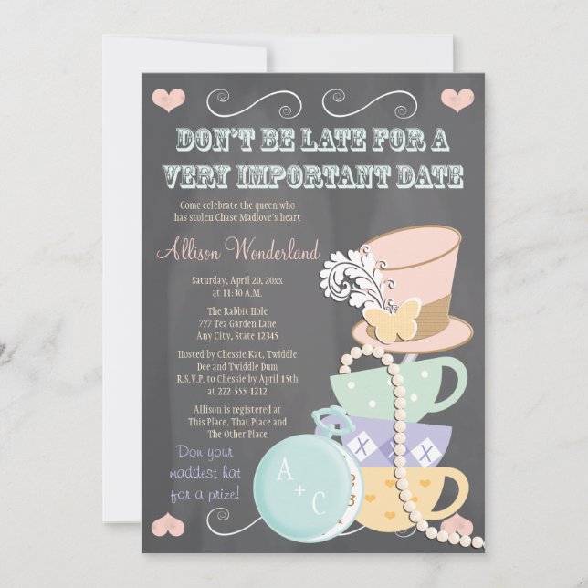 Mad Hatter Bridal Shower Invitations (Front)