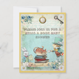 Mad Hatter & Cat Bring a Book Baby Shower Invitation